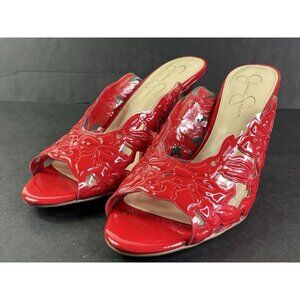 New Red Jessica Simpson Heels Women's Size 11 Shoes Valentine Elegant Slides